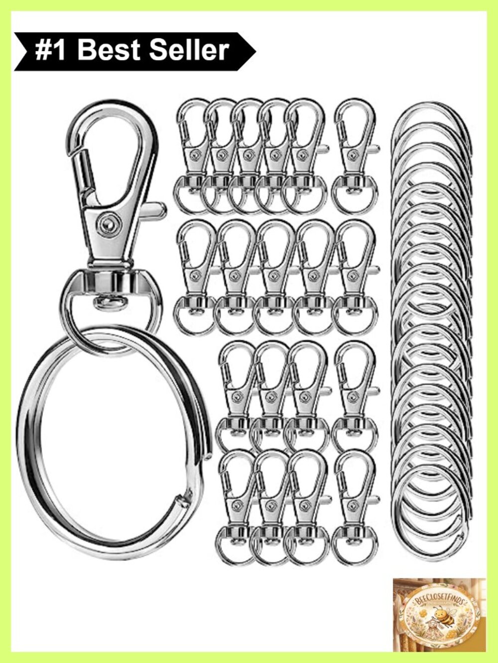100pc Keychain Clip & Key Ring Lobster Claw Clasp Zinc Alloy DIY Crafts Jewelry